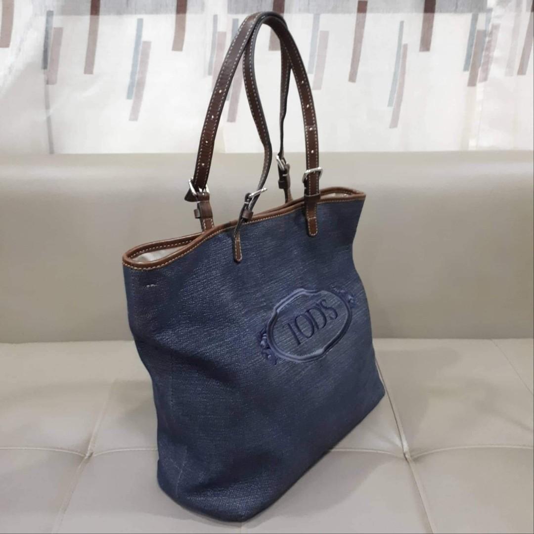 Tod's Denim Tote, Luxury, Bags & Wallets on Carousell