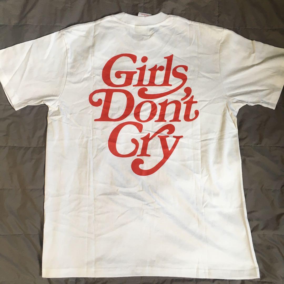 Verdy Girls Don't Cry Logo White Tshirt / Tee, Fesyen Pria