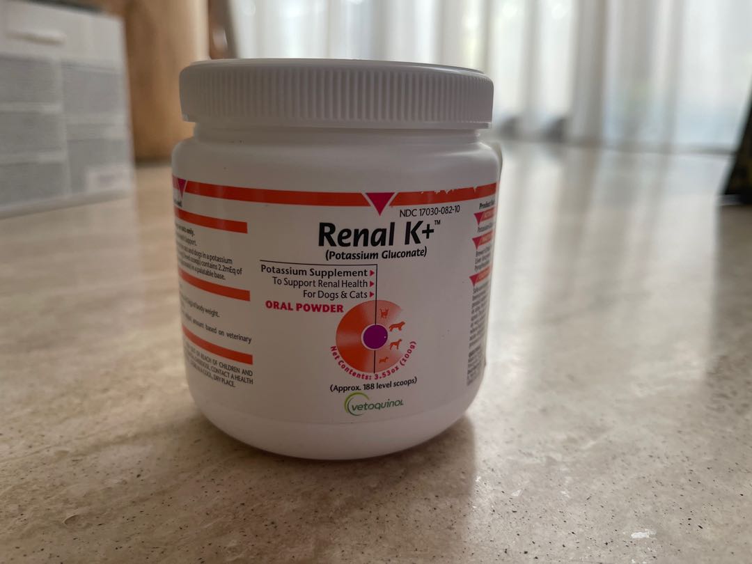 Vetoquinol Renal K+ Potassium Gluconate Supplement Oral Powder, Pet
