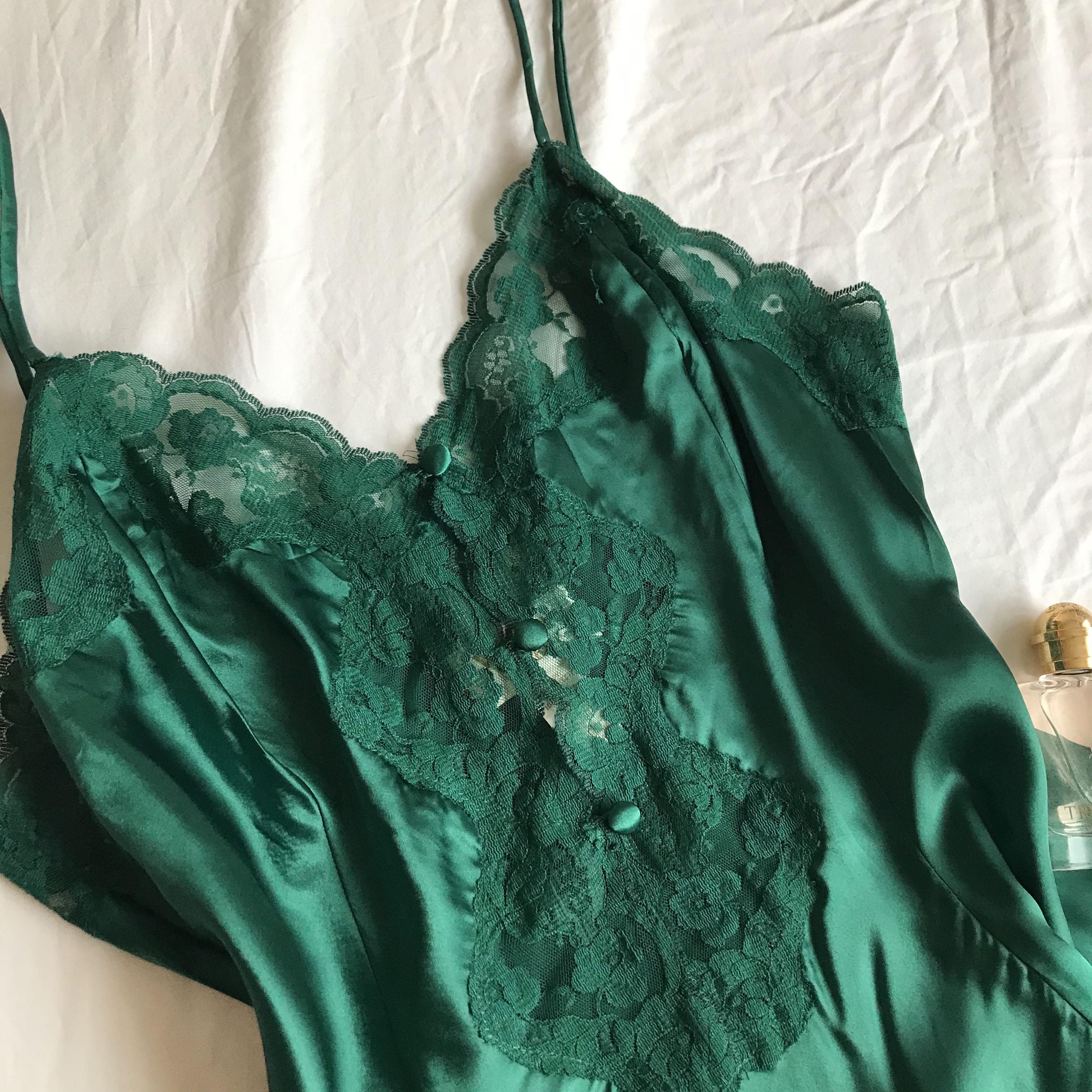 Victoria Secret Gold Label Vintage Romper in Emerald Green ...