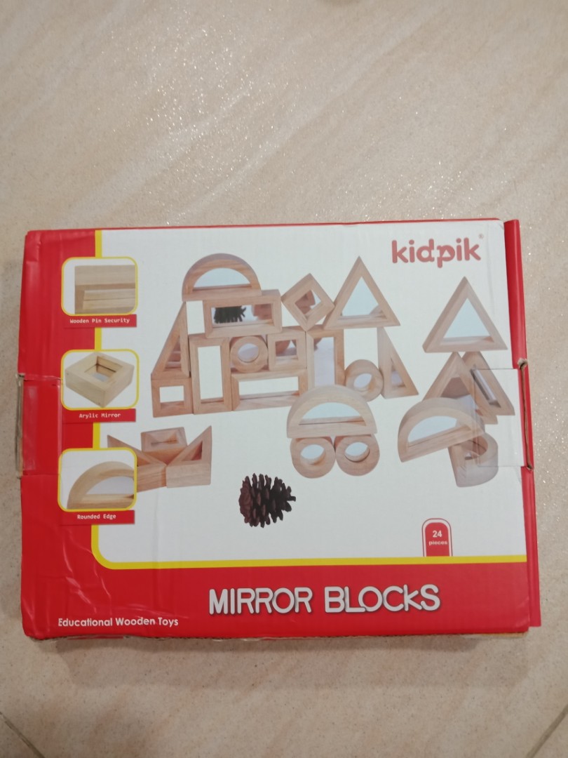 Wooden blocks with mirror, Babies & Kids, Infant Playtime on Carousell