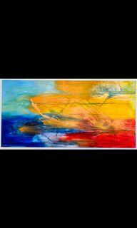 A 96 x 48 ins Jason Bequillo abstract painting