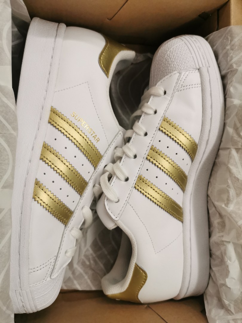 Adidas Superstar Women s Gold White US 6.5 Women s Fashion
