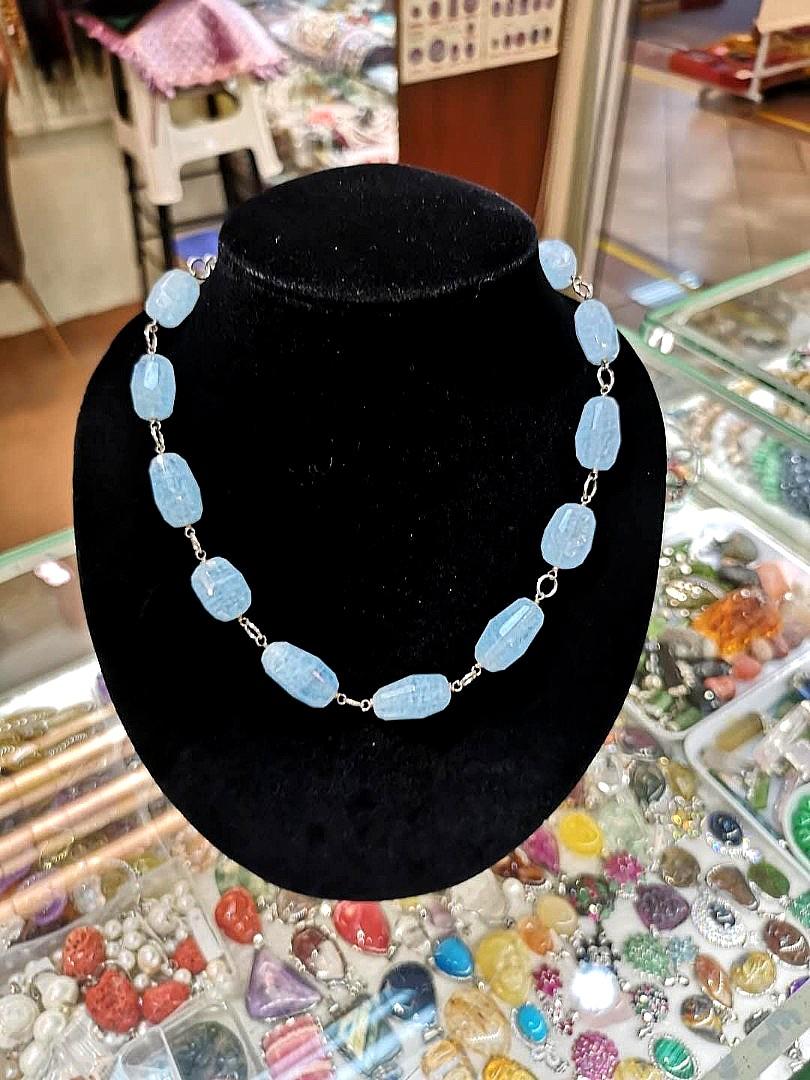 Real aquamarine necklace sale
