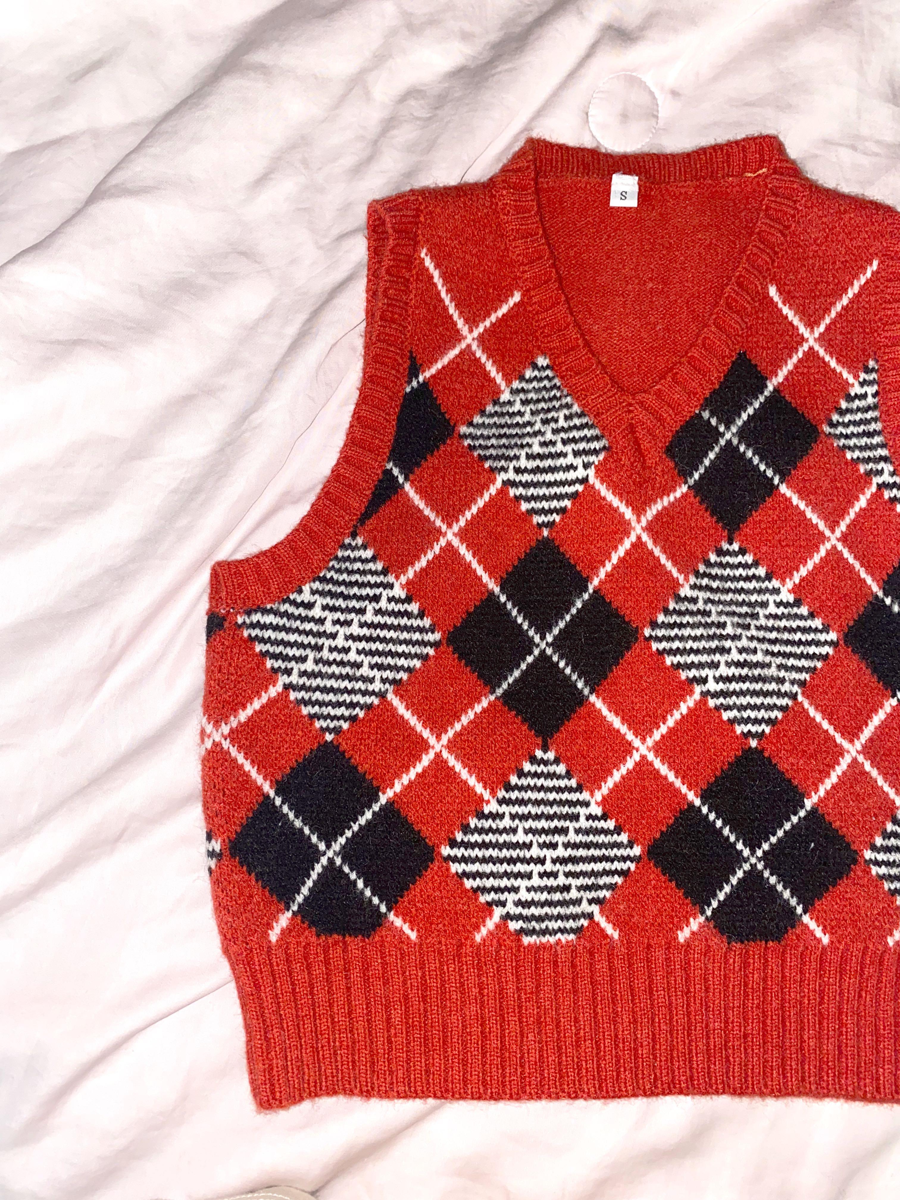 argyle vest red brand new Women s Fashion Tops Other Tops on