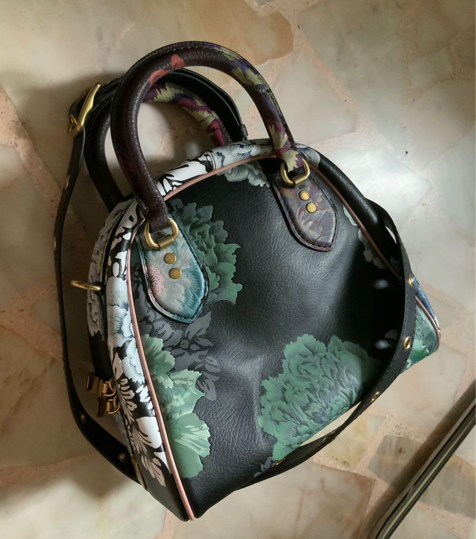 Authentic Coach x Kaffe Printed Marleigh Satchel