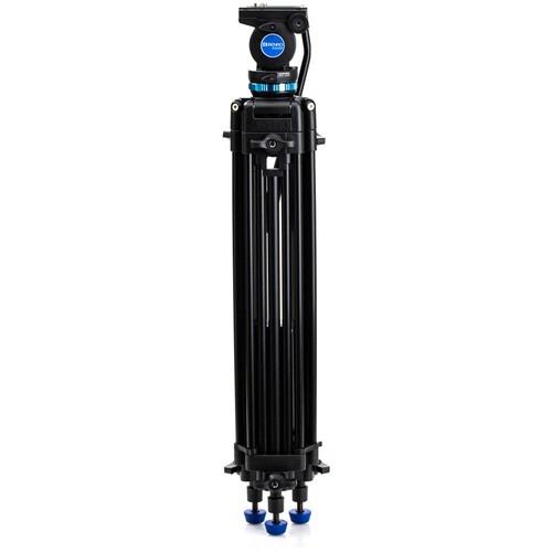 Benro KH25N Basic Video Tripod Kit (Category: Tripods & Monopods) located in Manila. Submitted by techsmartph (Listing ID 234798472, Image 3). Description: * 11 lb Capacity Video Head * Sliding Balance Plate * 29.5 to 61.6" Height Range * Continuous Pan Drag/Fixed Tilt Drag * 2 x Retracting Locating Pins on Plate * 60mm Leveling Ball * 2-Stage Tripod with Mid-Level Spreader * Independent Twist-Lock Leg Adjustment * Dual Spiked Feet & Rubber Feet 
