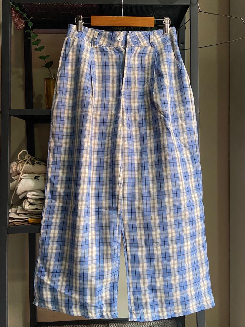 Nordstrom Men's Shop Small Navy Plaid Blue Pants Size 34 X 35 | eBay