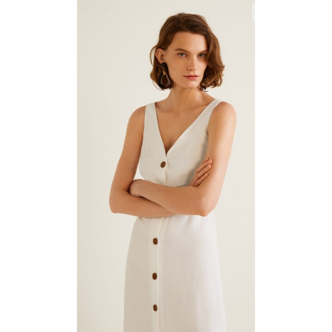 Mango ruffled linen dress online