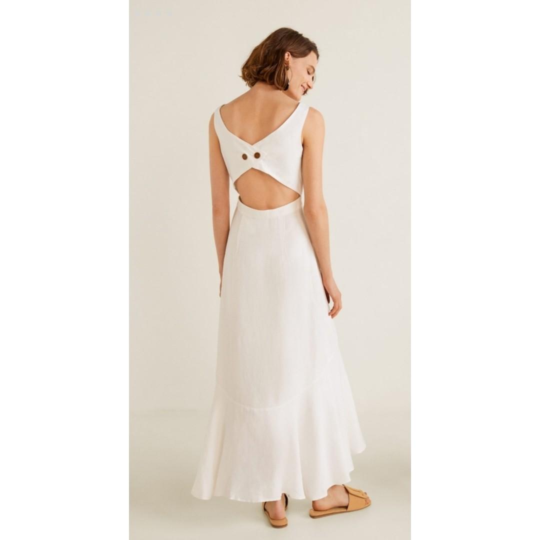 BNWT MANGO RUFFLED LINEN DRESS, Women's Fashion, Dresses & Sets, Dresses on  Carousell