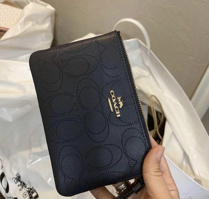 Corner zip wristlet new arrivals in signature leather