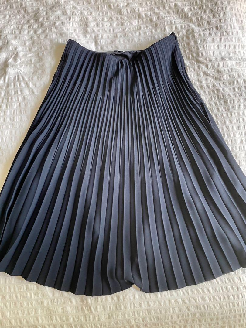 COS pleated skirt in navy