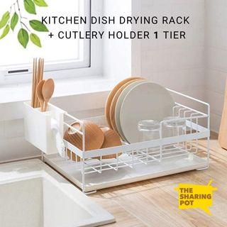 PUSDON Wall Mounted Dish Drying Rack, 3 Tier Stainless Steel Hanging Dish  Drainer with Cutlery Holder, Drainboard and Hooks, Fruit Vegetable Kitchen