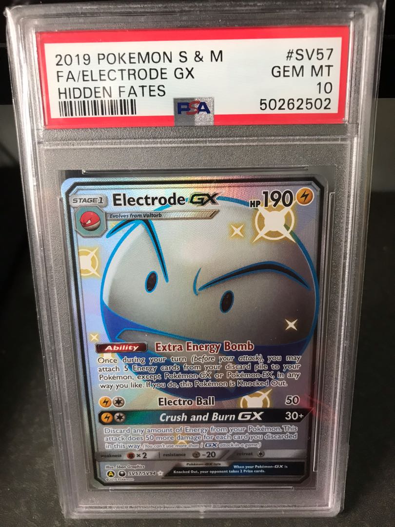 Pokemon Electrode GX Hidden Fates Full Art PSA 10, Hobbies & Toys, Toys
