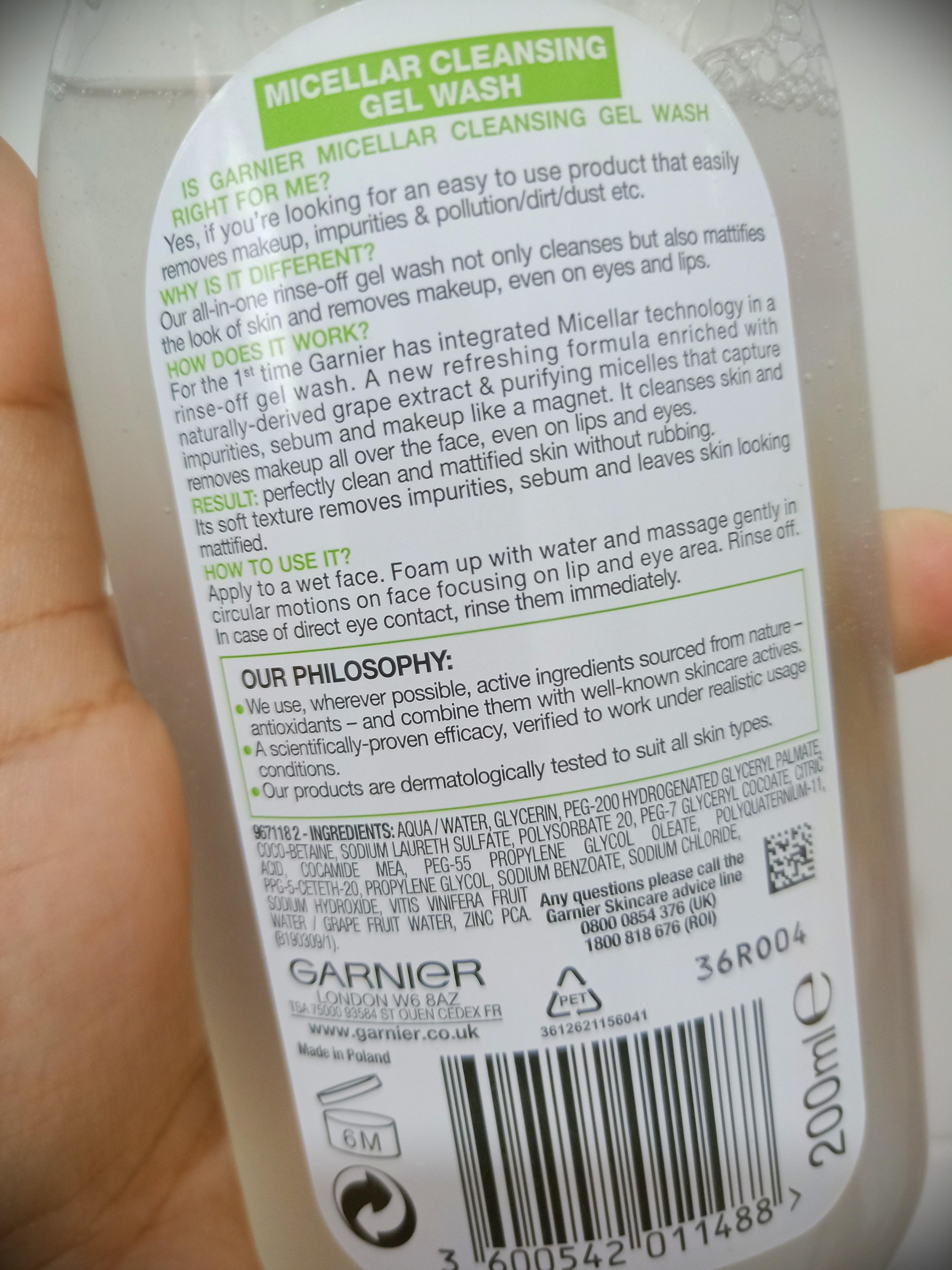 Garnier micellar cleansing gel wash, Beauty & Personal Care, Face, Face
