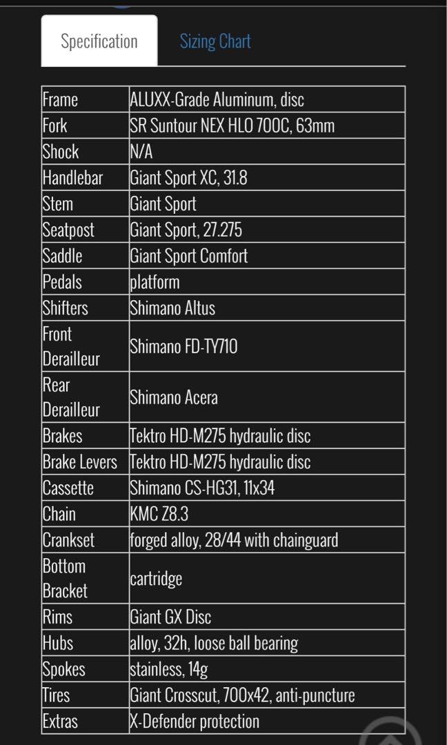Giant roam sale size chart