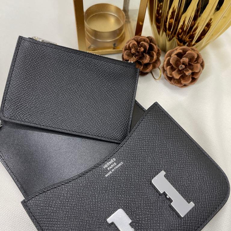 Constance slim leather wallet Hermès Black in Leather - 33990010