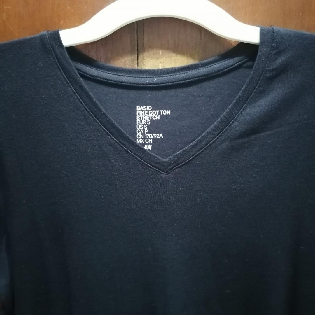 H&m basic fine top cotton stretch v neck