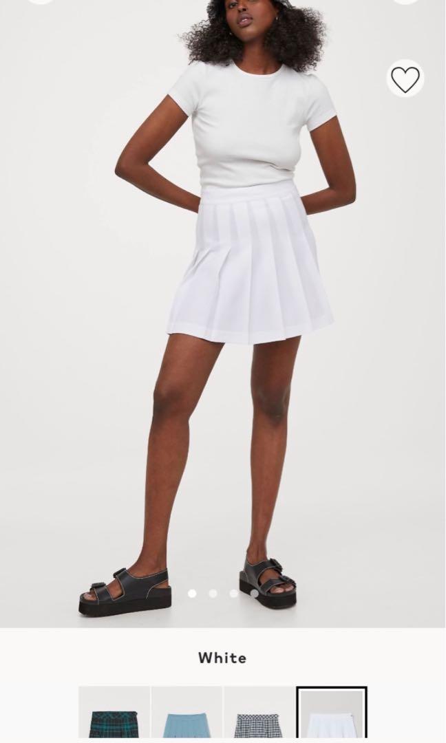 H&m white shop pleated skirt