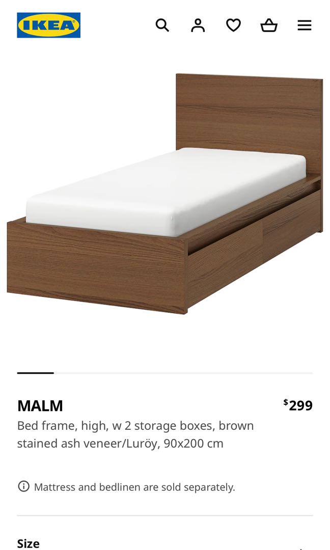 Malm brown stained ash veneer bed online