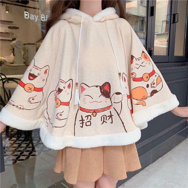 Japanese cat cape hoodie coat