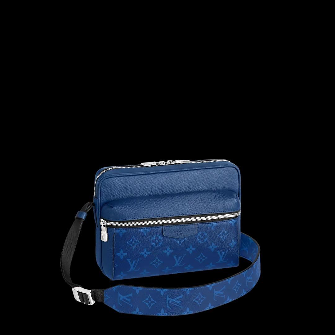 Louis Vuitton Outdoor Messenger Blue Taiga Monogram Silver Hardware