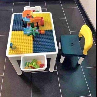 Multifunctional Table And Chair For Kids With Storage, Lego plate & Lego Blocks