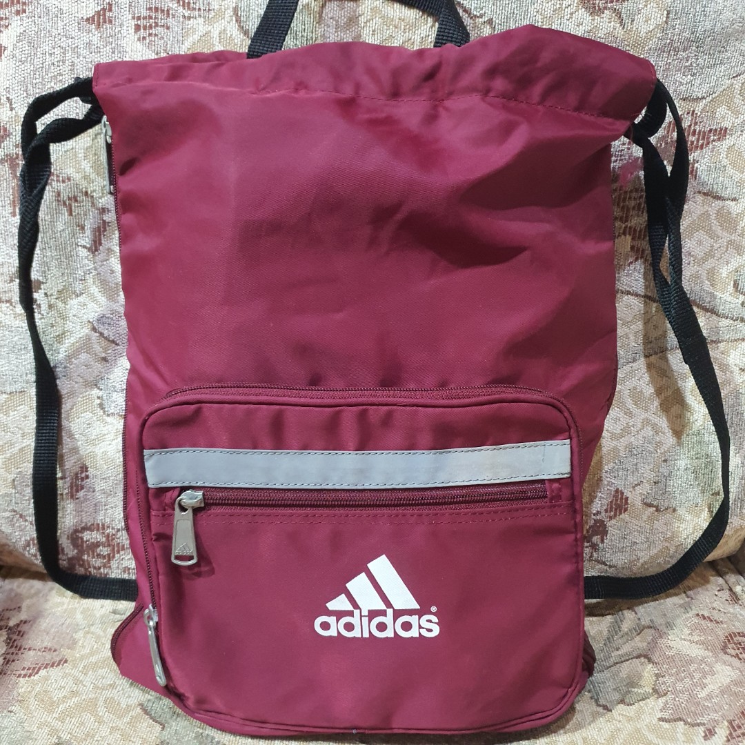 purple adidas drawstring bag