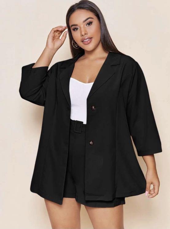 single breasted blazer with belted 