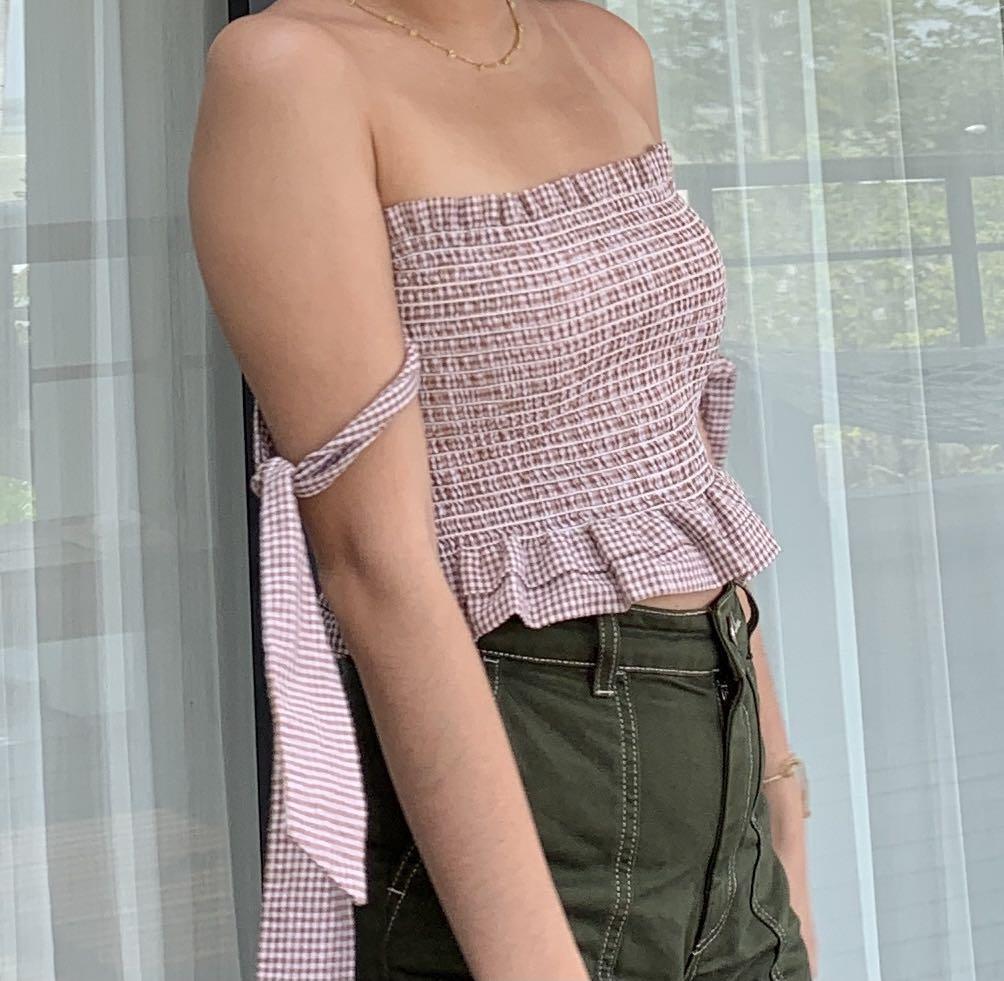 Gingham strapless top online