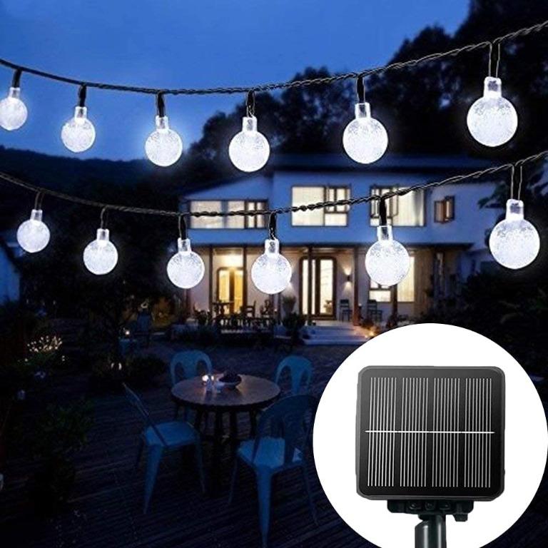 Solar String Lights Garden, 24 Ft 30 Waterproof Crystal Ball LED Fairy  Lights Outdoor Solar Powered Lights, Decorative Lighting for Home, Garden,  Party, Festival [Energy Class A+++], Furniture  Home Living, Lighting