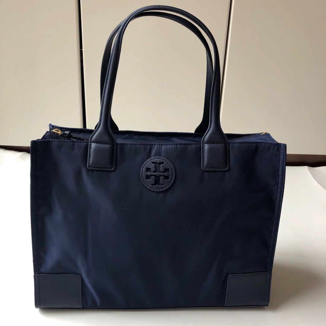 Tory Burch Ella Packable Nylon Tote Navy Women s Fashion Bags