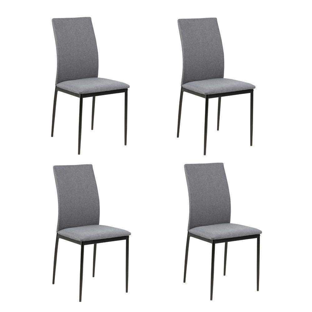Vhive Demina Grey Fabric Dining Chair with Black Metal Legs, Furniture