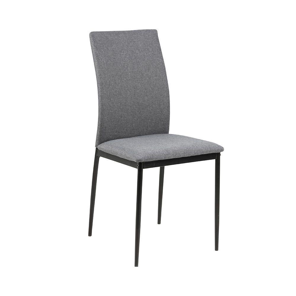 Vhive Demina Grey Fabric Dining Chair with Black Metal Legs, Furniture