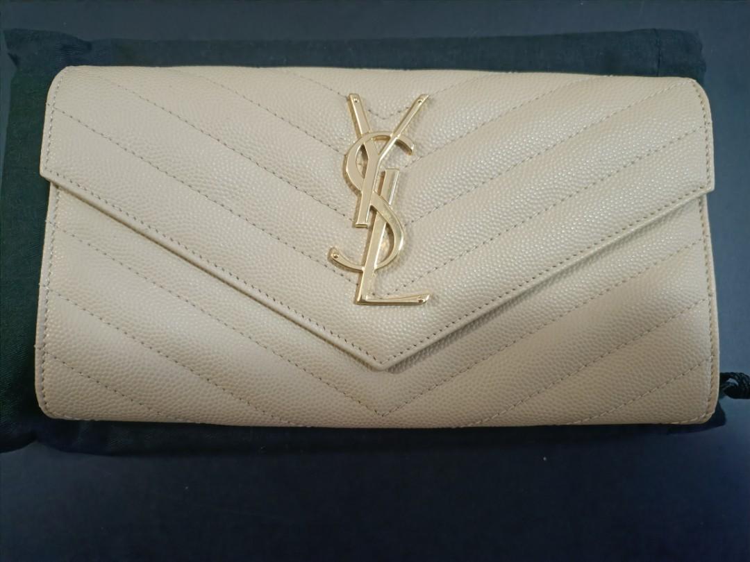 Monogram large flap wallet in online grain de poudre embossed leather