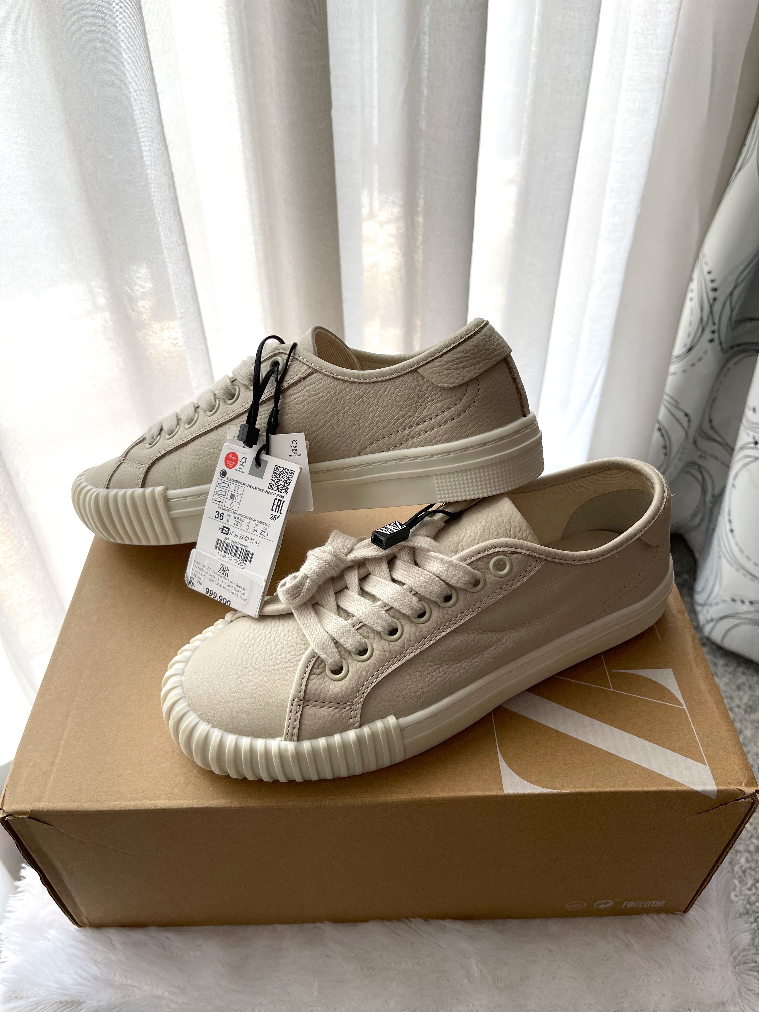 zara soft leather trainers