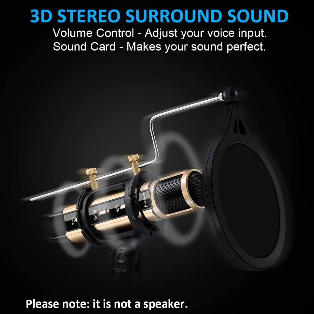 ZealSound USB Microphone Condenser Recording Mic Kit, Plug & Play for  Phone, PC, Tablet, Laptop, MAC Windows, PS5 PS4, ASMR LiveStream &   Video