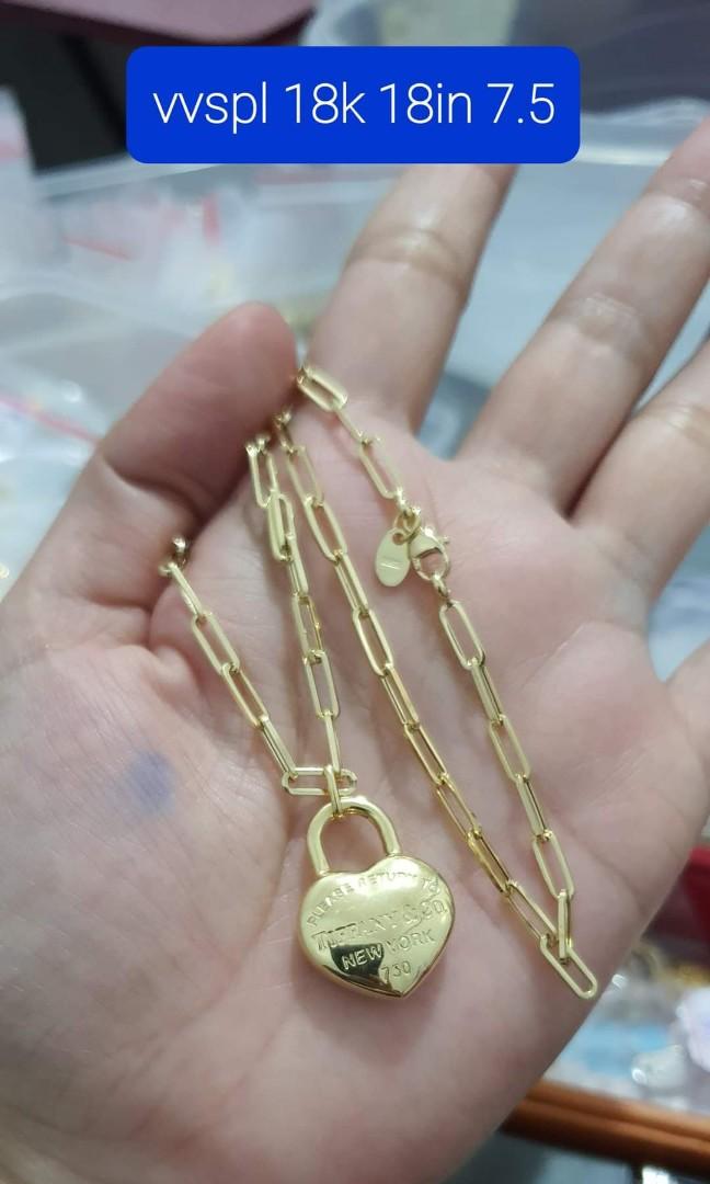 Giorgio Bergamo Gold Plated Paper Clip Necklace with Heart Lock,  Valentine's Day Gift - Walmart.com