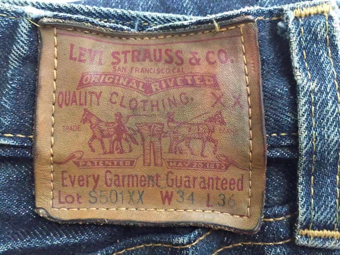 美版超强洗水LVC LEVI'S 501SXX W34L36 Big E, 男裝, 褲＆半截裙