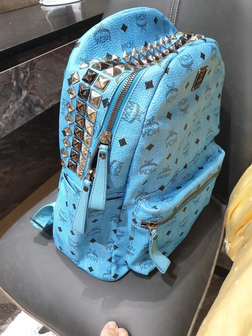 Authentic MCM Blue Backpack Women s Fashion Bags Wallets Backpacks on Carousell