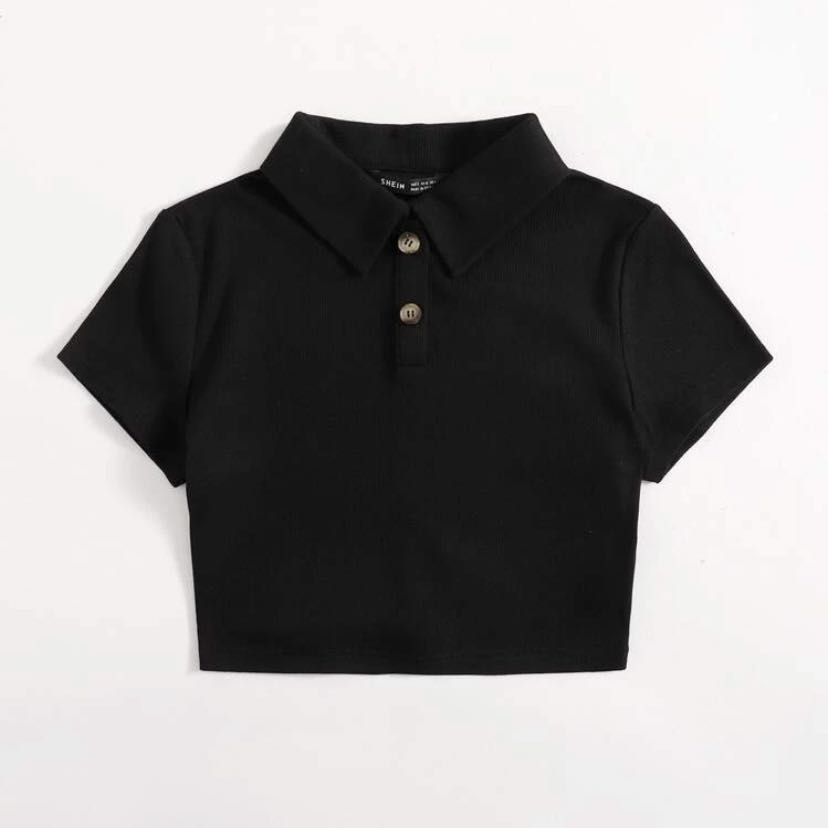 Black polo on sale crop top