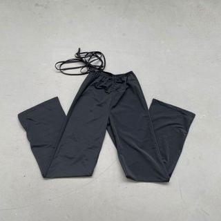 black wide leg tie around waist pants vintage y2k