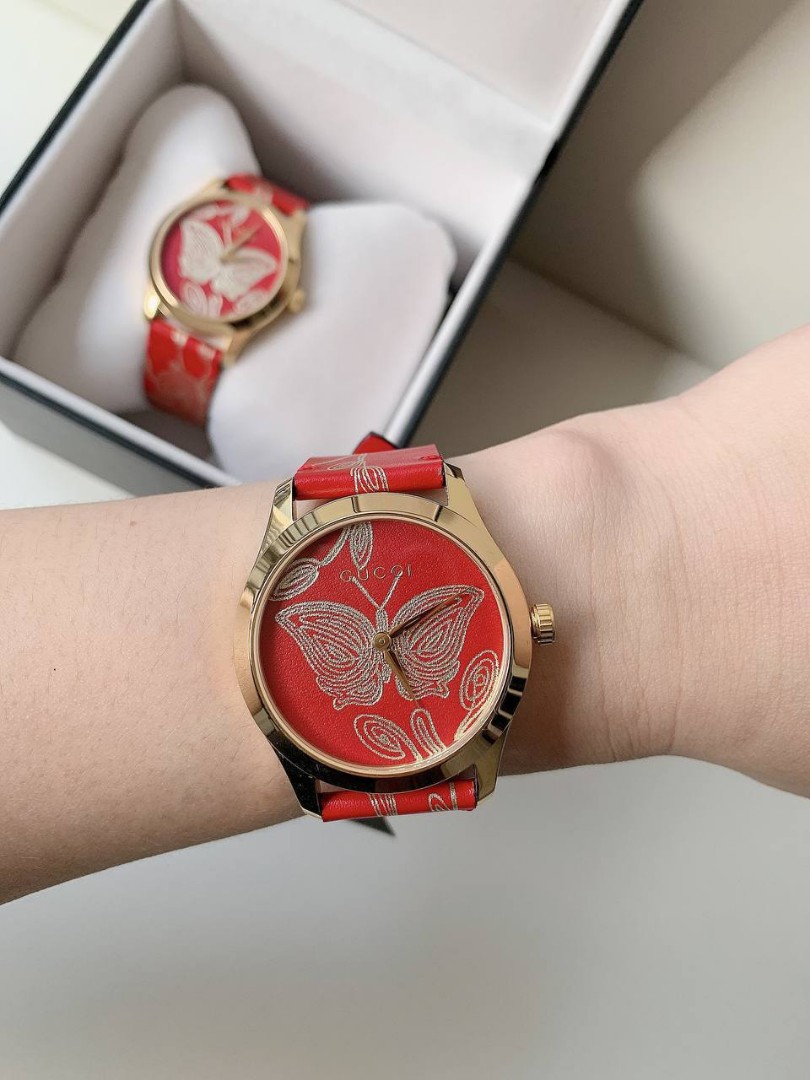 Gucci red butterfly watch online