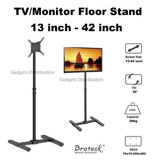 USED TV Mobile Floor Stand Height Adjustable Mount 42" Wheels for Screens 13" 