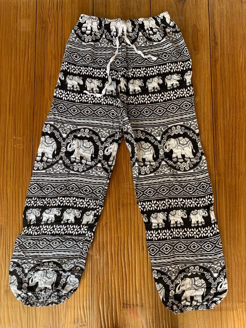 Buy Elephant Pants, Bangkok Pants, Elephants Pants for Women, Boho Pants,  Bohemian Pants, Harem Pants, Yoga Pants, Hippie Pants, Baggy Pants, Smocked  High Waist Pants (Blue Elephant 2) at Amazon.in