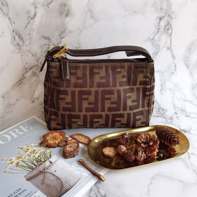 Fendi Zucca Monogram Pochette Handbag