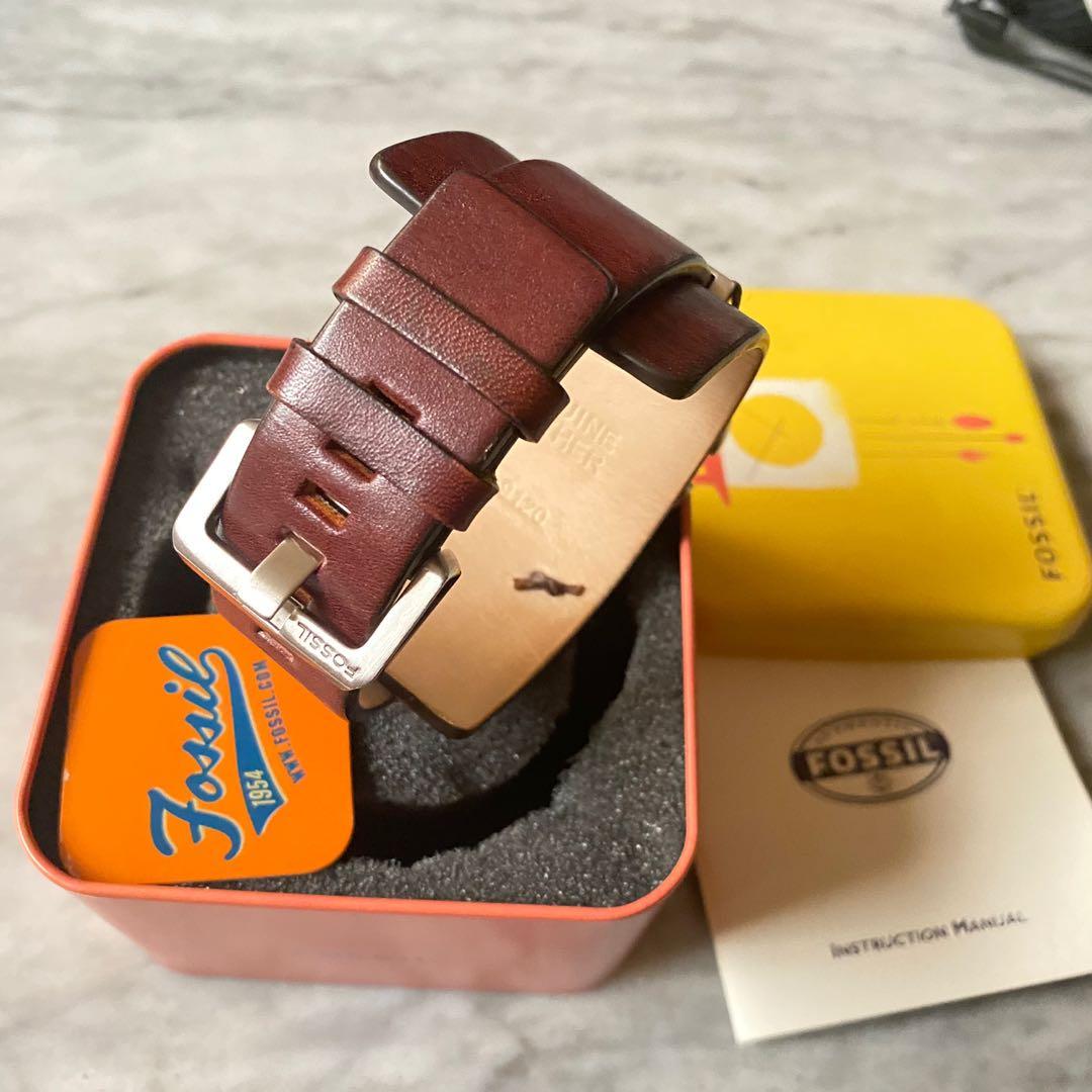 Fossil JR9120 Gents Brown Leather Cuff 