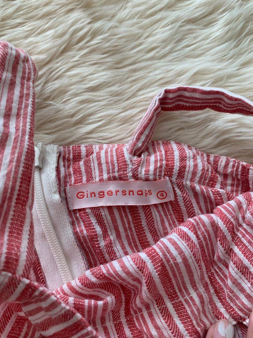 Gingersnaps Red&White Striped Jumpsuit 4T (Category: Babies & Kids Fashion) located in Taguig. Submitted by lxclozette (Listing ID 1111098847, Image 2). Description: Runs small, can fit 2-3yo.