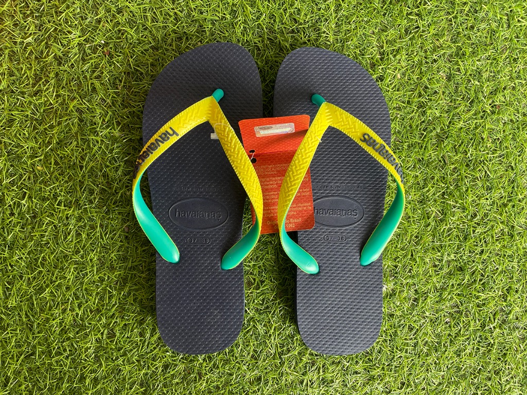 Havaianas Unisex Top Mix Flip Flops Navy Blue Neon Yellow