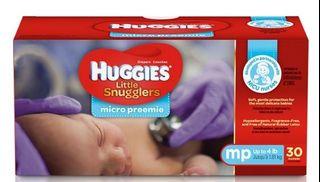 HUGGIES Little Snugglers Micro-Preemie Baby Diaper 30Ct